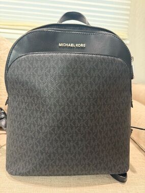 Michael Kors Black MK Logo Backpack with Gold-Tone Detail